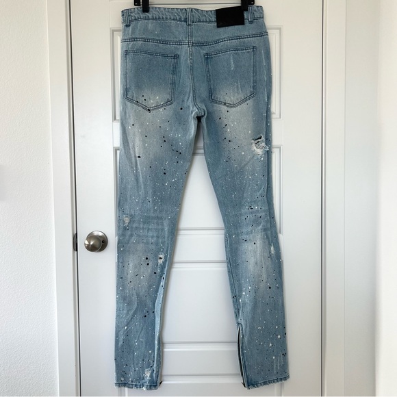 Young & Reckless // NWOT Men’s Destroyed Paint-splatter Regular Fit Jeans - Picture 2 of 6
